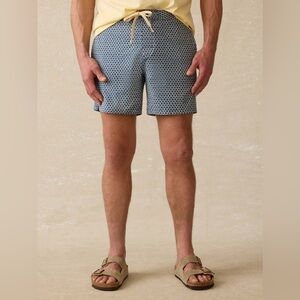 Faherty Classic Boardshort Mens 32 Blue Fish Scale All Over Print